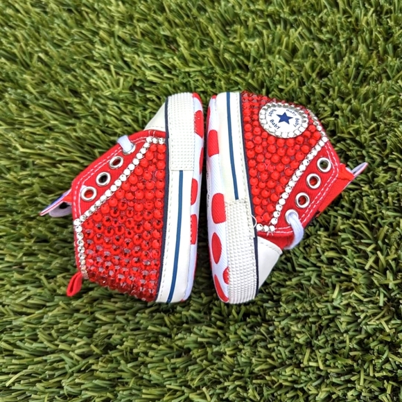 Red Custom Character Hand Embellished Baby Shoes - Picture 3 of 5